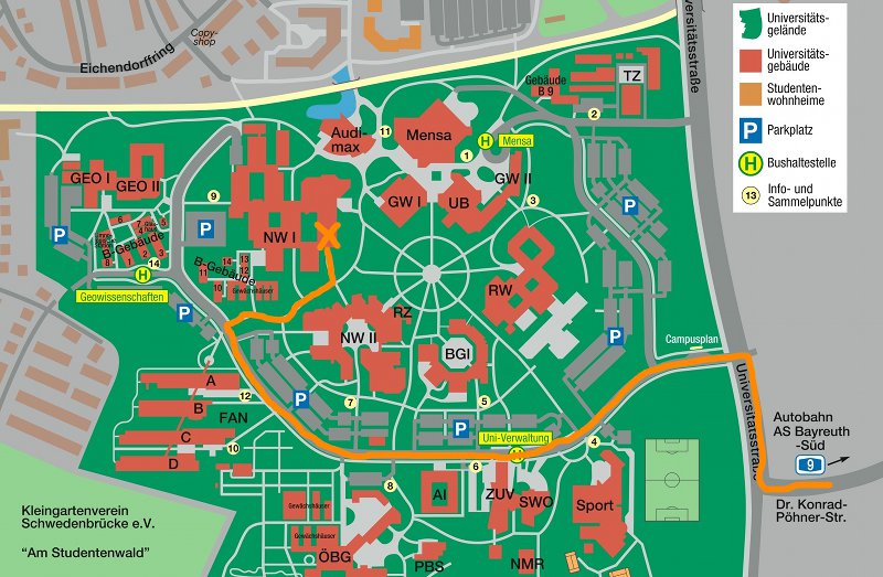 Plan des Campus der UBT